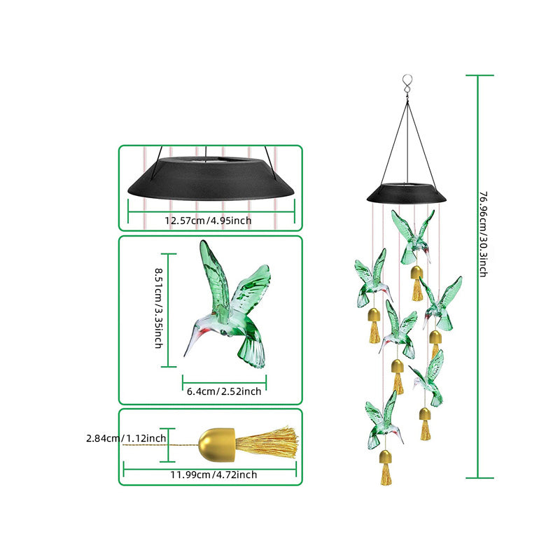 Solar-Powered Hummingbird Wind Chime