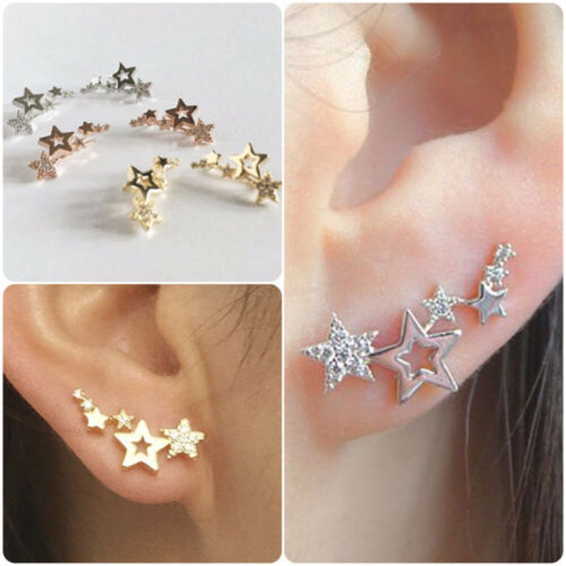 Exquisite Five-Pointed Star Diamond Earrings