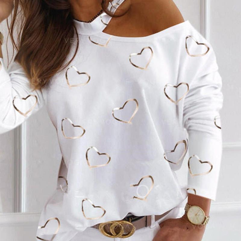 Printed Casual Top T-shirt Love Pattern
