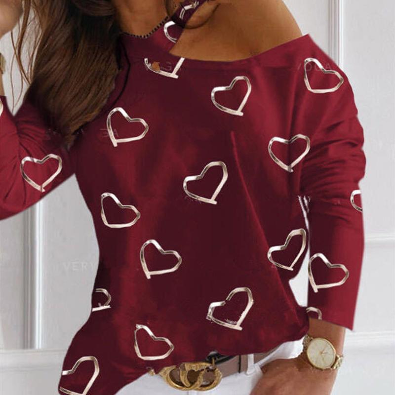 Printed Casual Top T-shirt Love Pattern