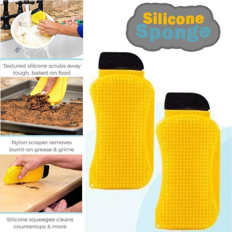 3-in-1 Silicone Cleaning Brush Scrub,Scrape & Squeegee