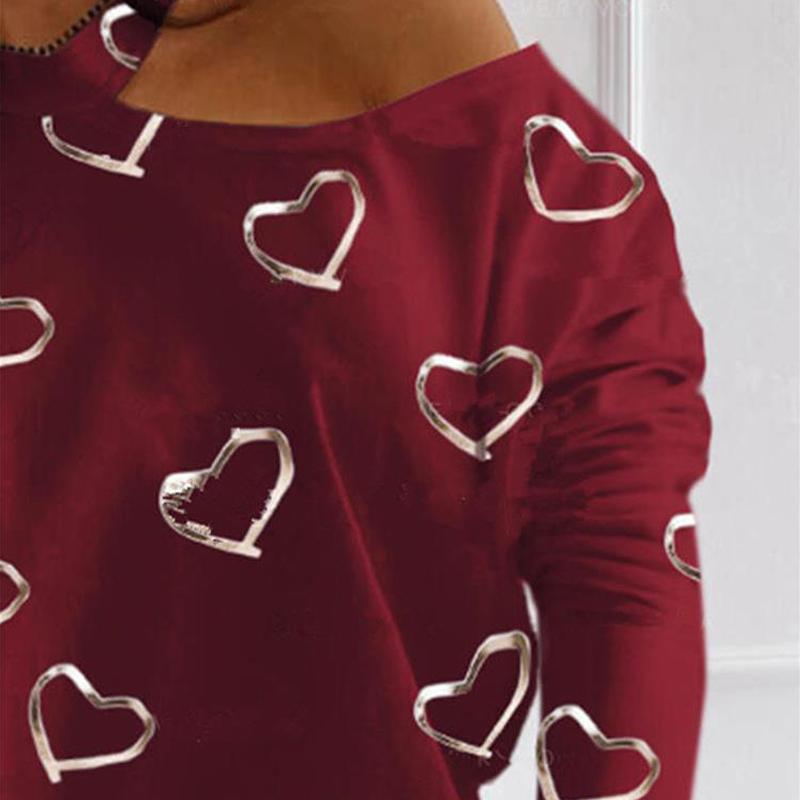 Printed Casual Top T-shirt Love Pattern