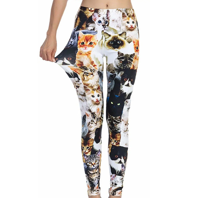 New Fashion Kitten Print Slim Pants