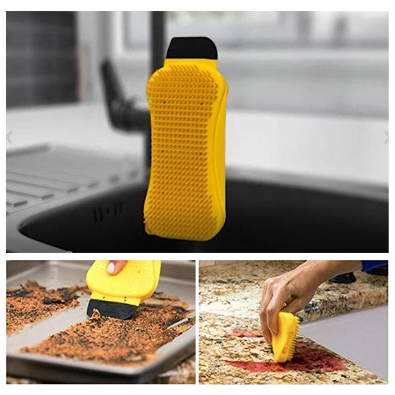 3-in-1 Silicone Cleaning Brush Scrub,Scrape & Squeegee