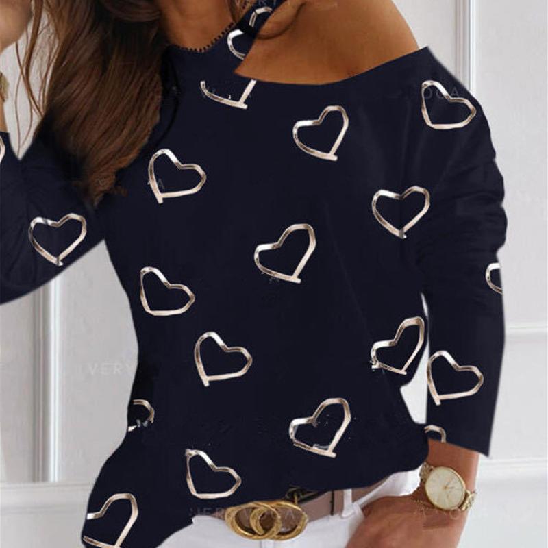 Printed Casual Top T-shirt Love Pattern