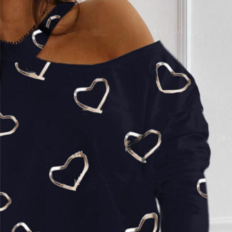 Printed Casual Top T-shirt Love Pattern