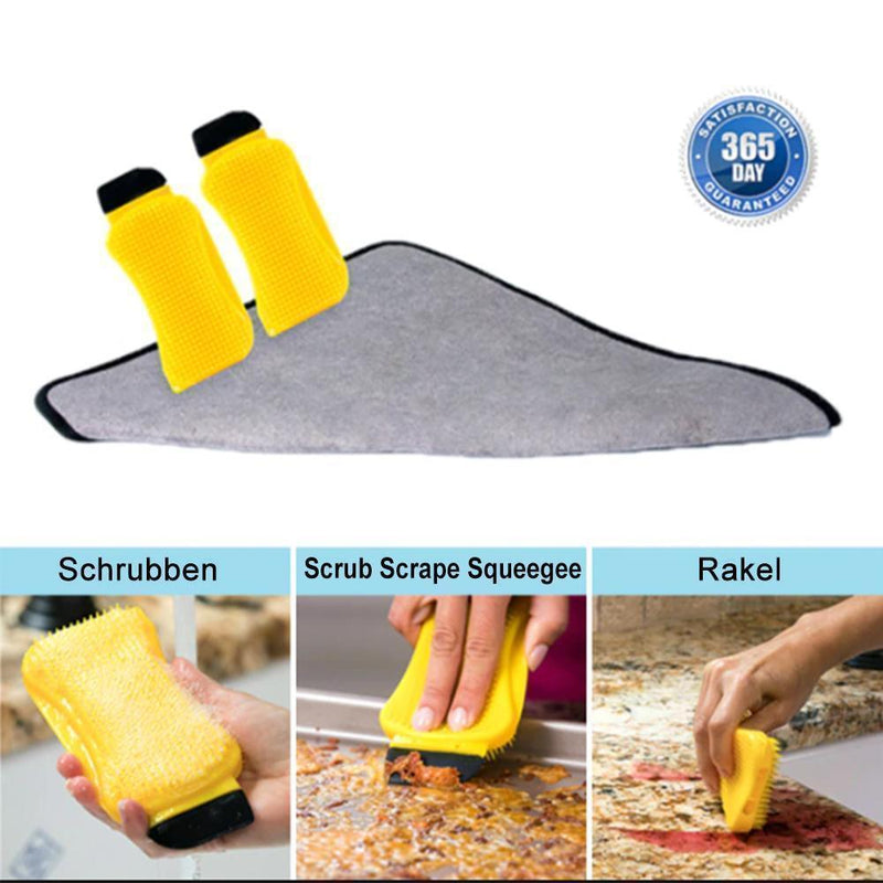 3-in-1 Silicone Cleaning Brush Scrub,Scrape & Squeegee