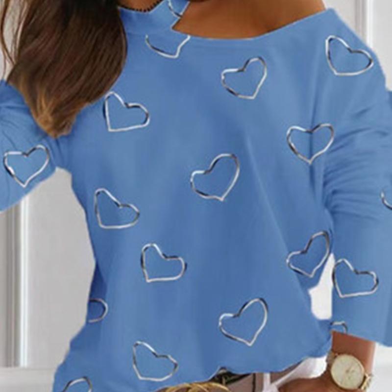 Printed Casual Top T-shirt Love Pattern