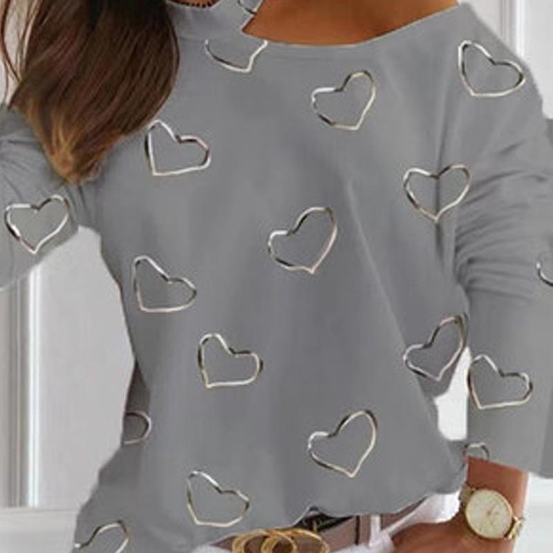 Printed Casual Top T-shirt Love Pattern