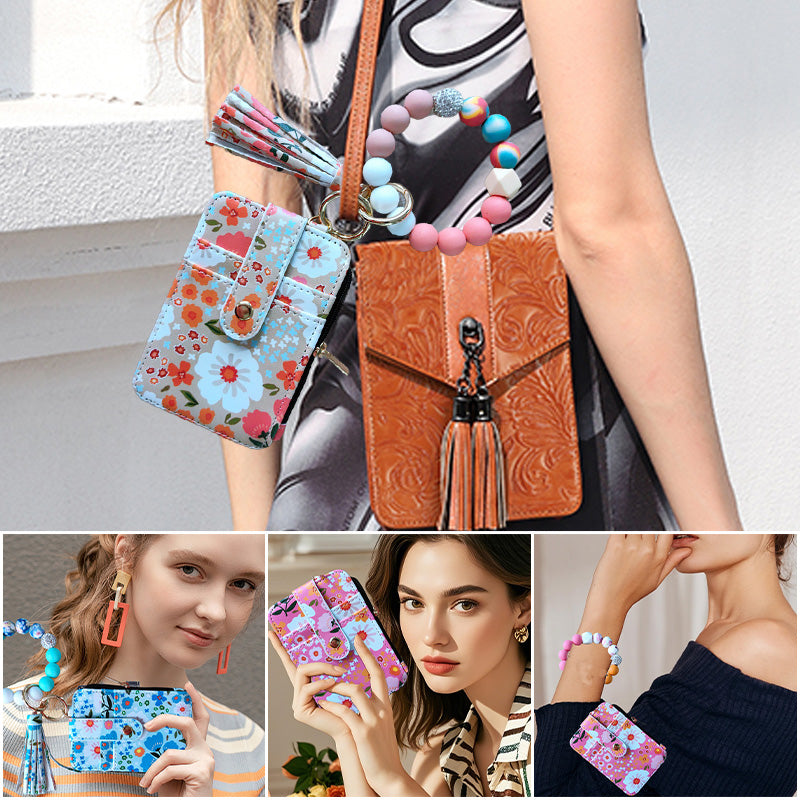 Boho Credit Card Holder Keychain Bracelet