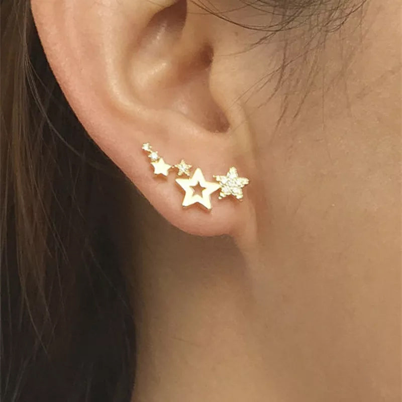 Exquisite Five-Pointed Star Diamond Earrings