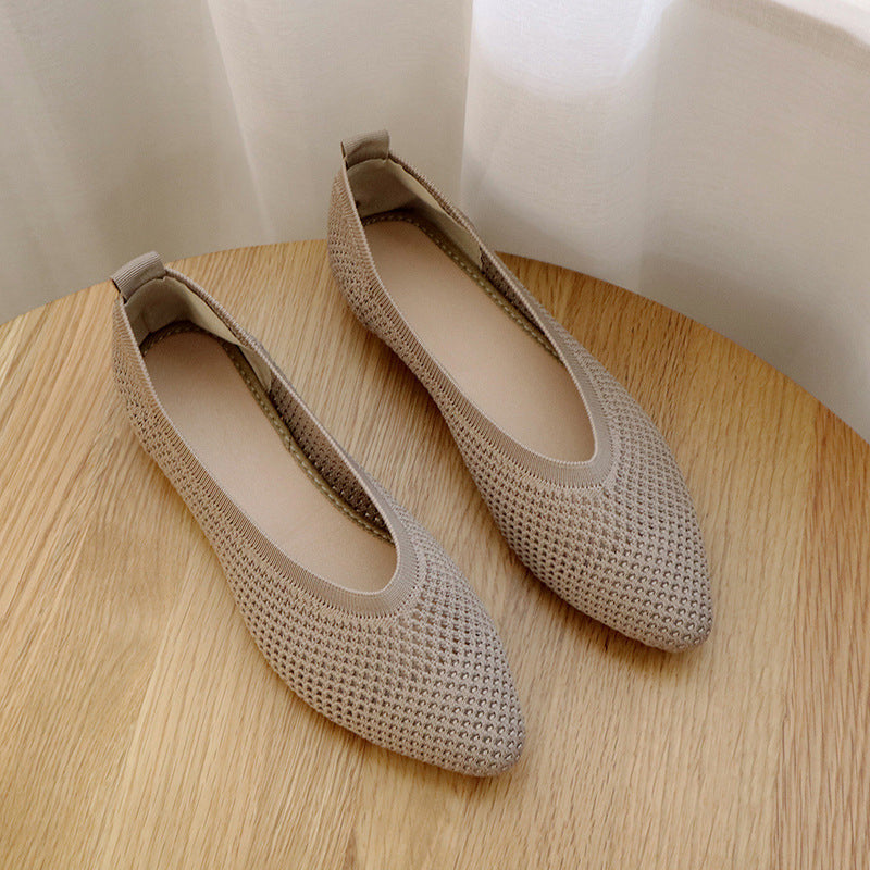Knitted Flat Ladies Slip On Shoes