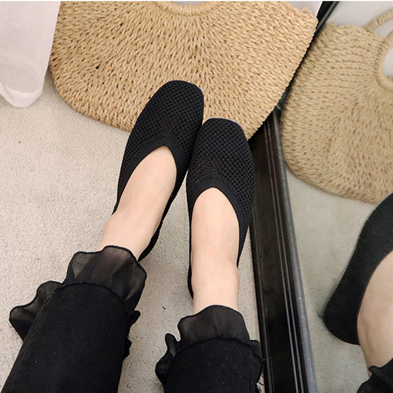 Knitted Flat Ladies Slip On Shoes