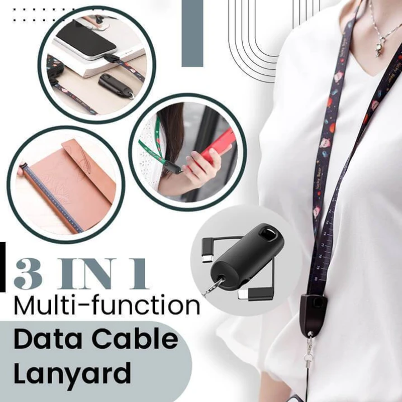 3-in-1 Lanyard Data Charging Cable