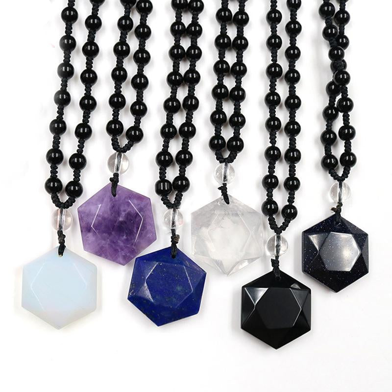 Healing Hexagonal Crystal Pendant Necklace