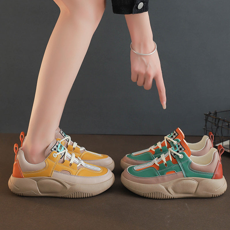 Women's Colorblock Thick Sole Walking Shoes