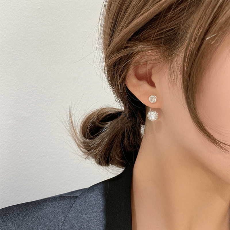 Simple Hollow Diamond Ball Earrings