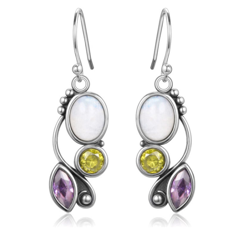 Vintage Moonstone Multicolor Earrings