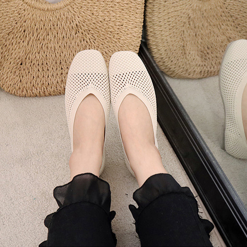 Knitted Flat Ladies Slip On Shoes
