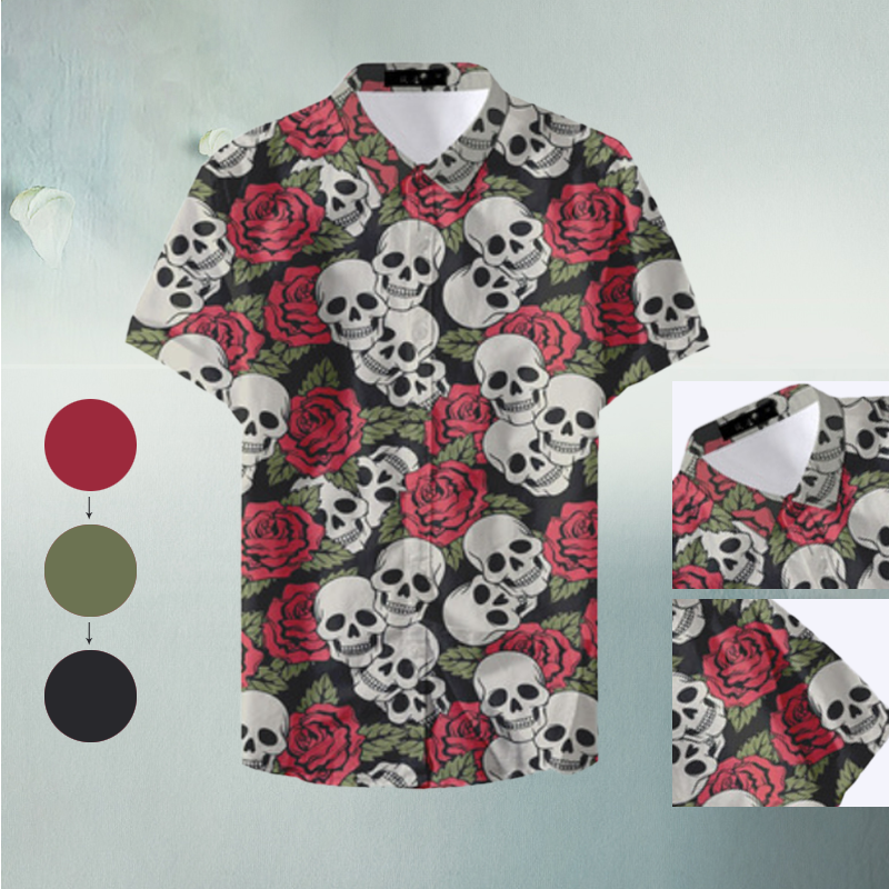Casual  V Neck Skull Print Shirt
