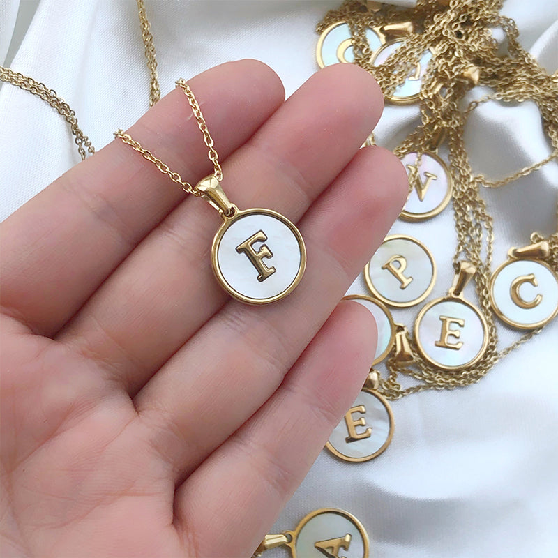 Round Shell 26 Letter Necklace