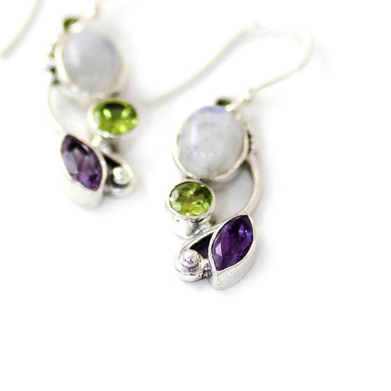 Vintage Moonstone Multicolor Earrings