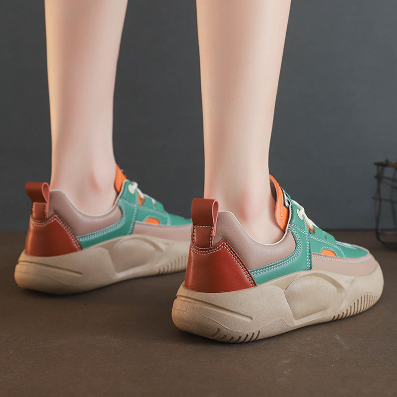 Women's Colorblock Thick Sole Walking Shoes