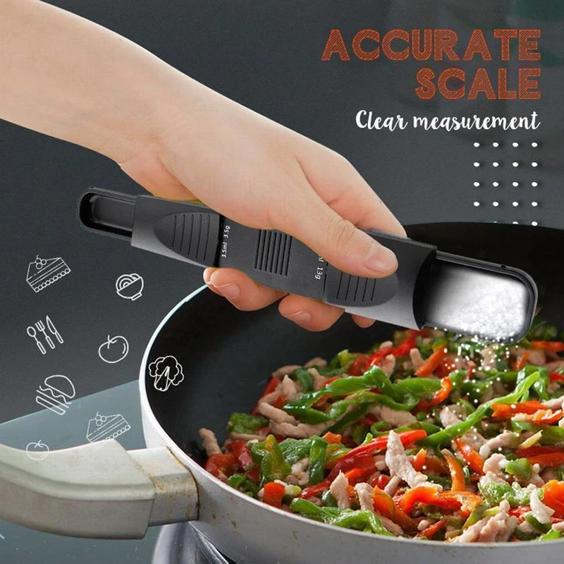 Double-Ended, Nine-Position, Multi-Scale Measuring Spoon