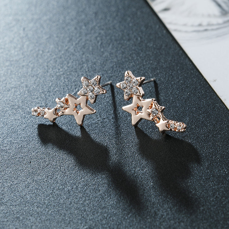 Exquisite Five-Pointed Star Diamond Earrings