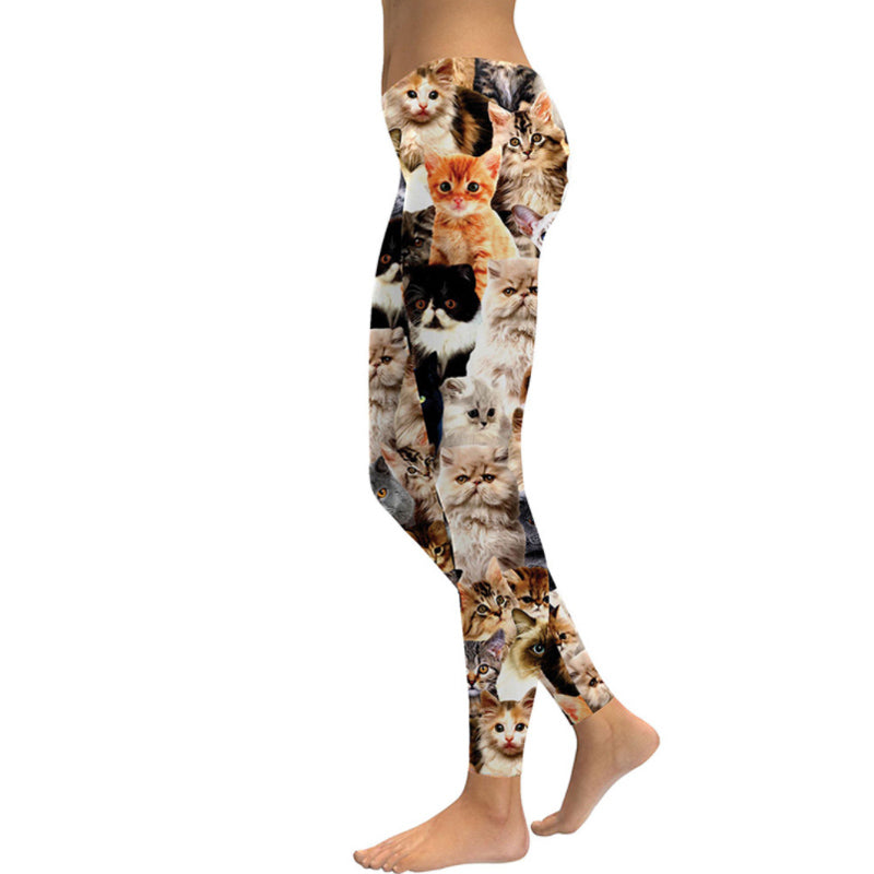 New Fashion Kitten Print Slim Pants