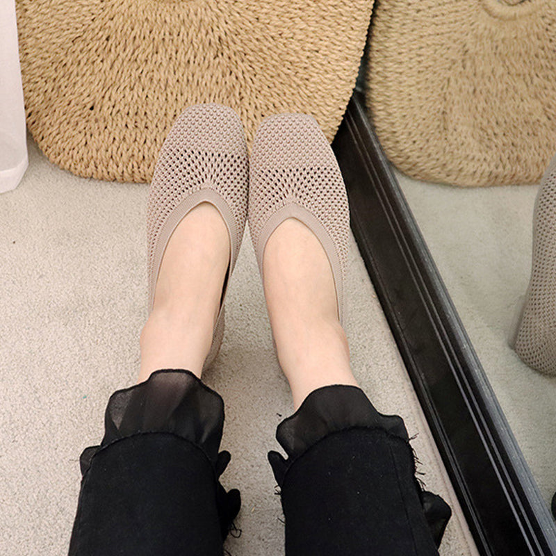 Knitted Flat Ladies Slip On Shoes