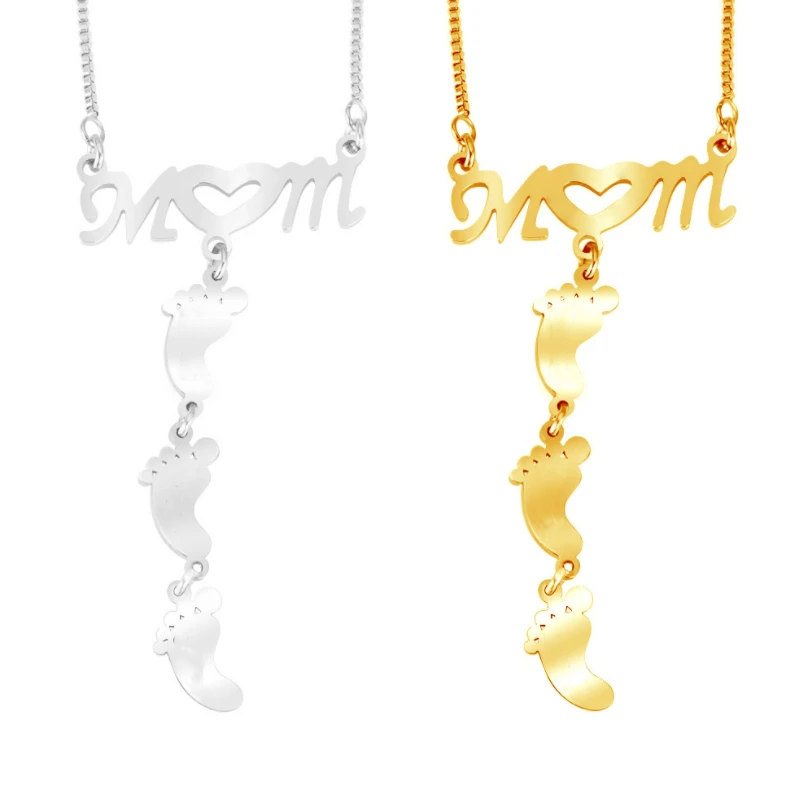 Stainless Steel Necklace with Doll's Feet