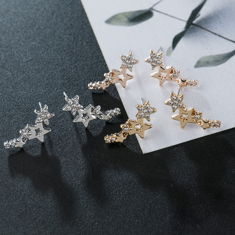 Exquisite Five-Pointed Star Diamond Earrings
