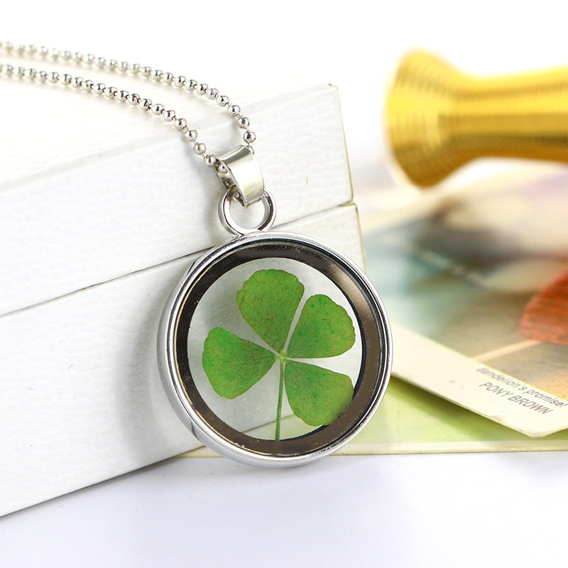 Four-Leaf Clover Locket Pendant Necklace