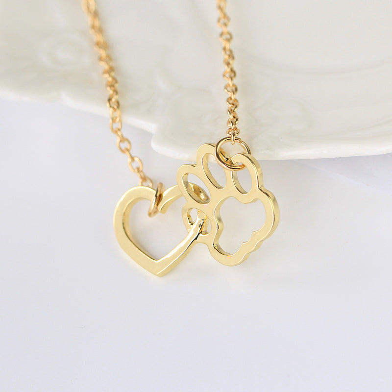 Animal Paws Peach Heart Pendant