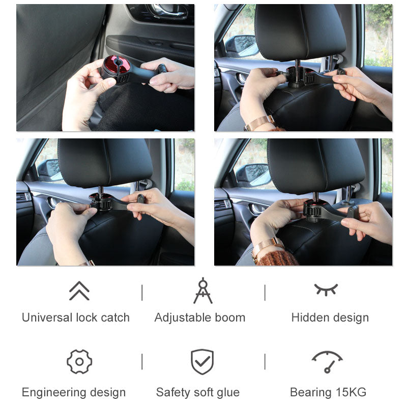2 In 1 Car Seat Hooks For Purses And Bags With Phone Holder