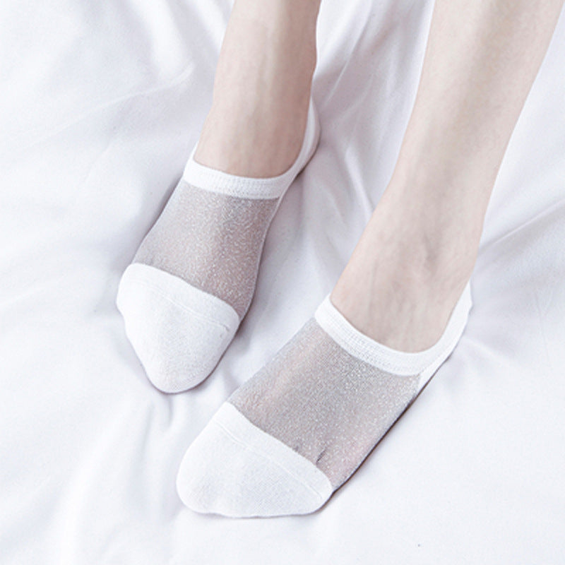 Shiny Shallow Mouth Crystal Socks (5PCs)