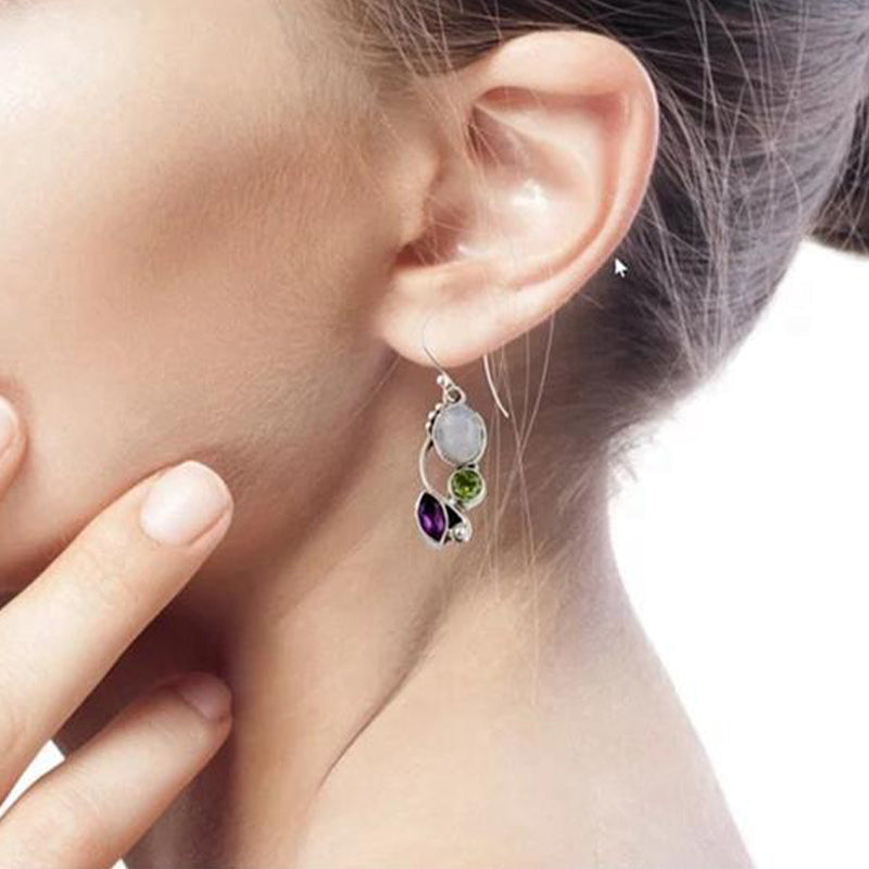 Vintage Moonstone Multicolor Earrings