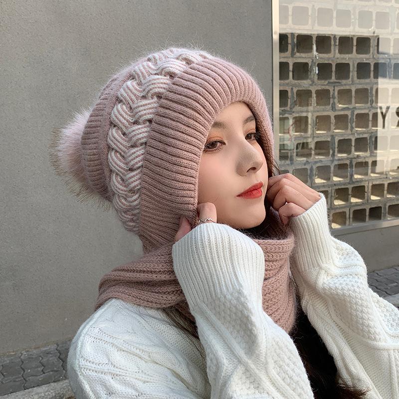 All-match Lovely Knitting Thickening Hat Scarf