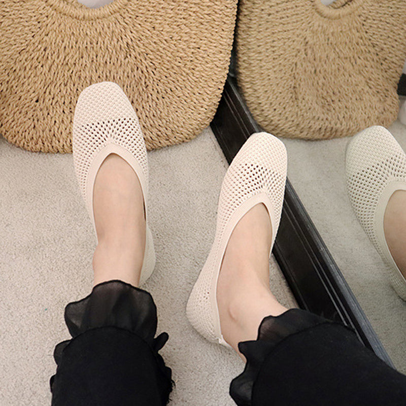 Knitted Flat Ladies Slip On Shoes