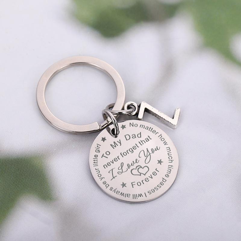 To My Dad/Mom Keychain (letter pendant)