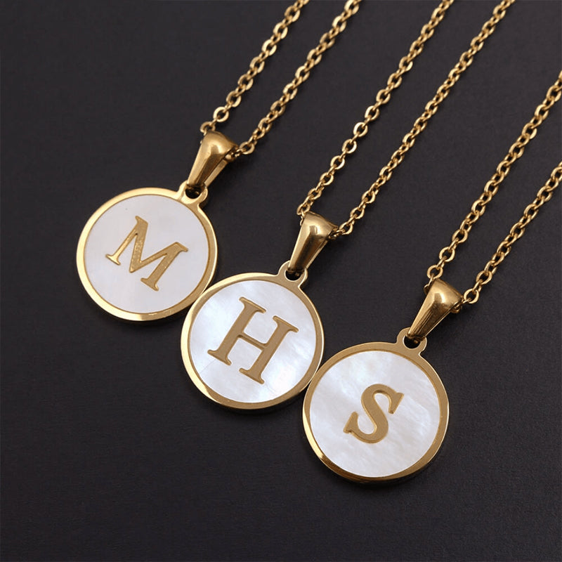 Round Shell 26 Letter Necklace