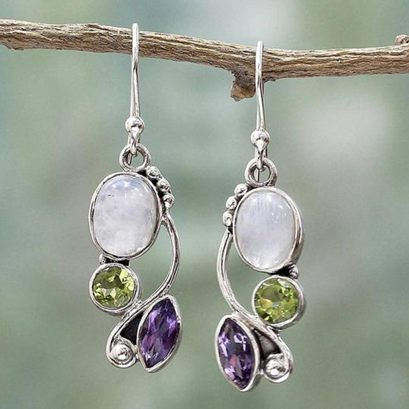 Vintage Moonstone Multicolor Earrings