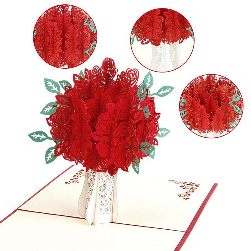 Rose Bouquet Pop-up Card for Valentine's Day