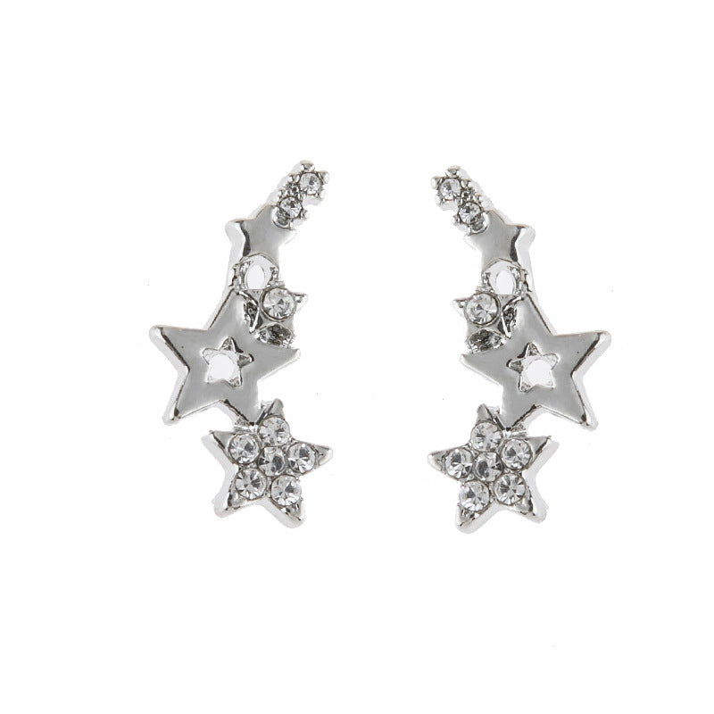 Exquisite Five-Pointed Star Diamond Earrings