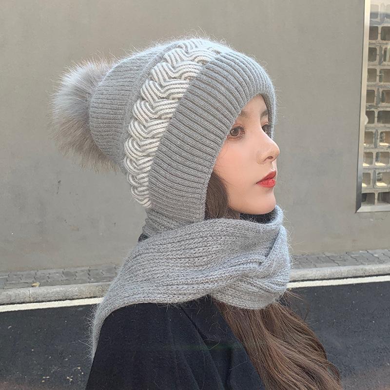 All-match Lovely Knitting Thickening Hat Scarf