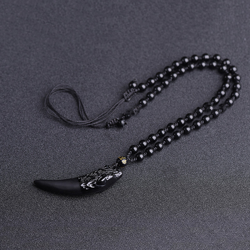 Obsidian Wolf's Tooth Necklace Pendant