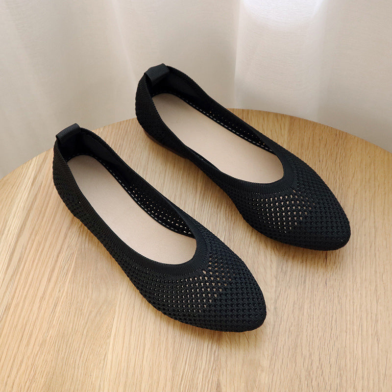Knitted Flat Ladies Slip On Shoes