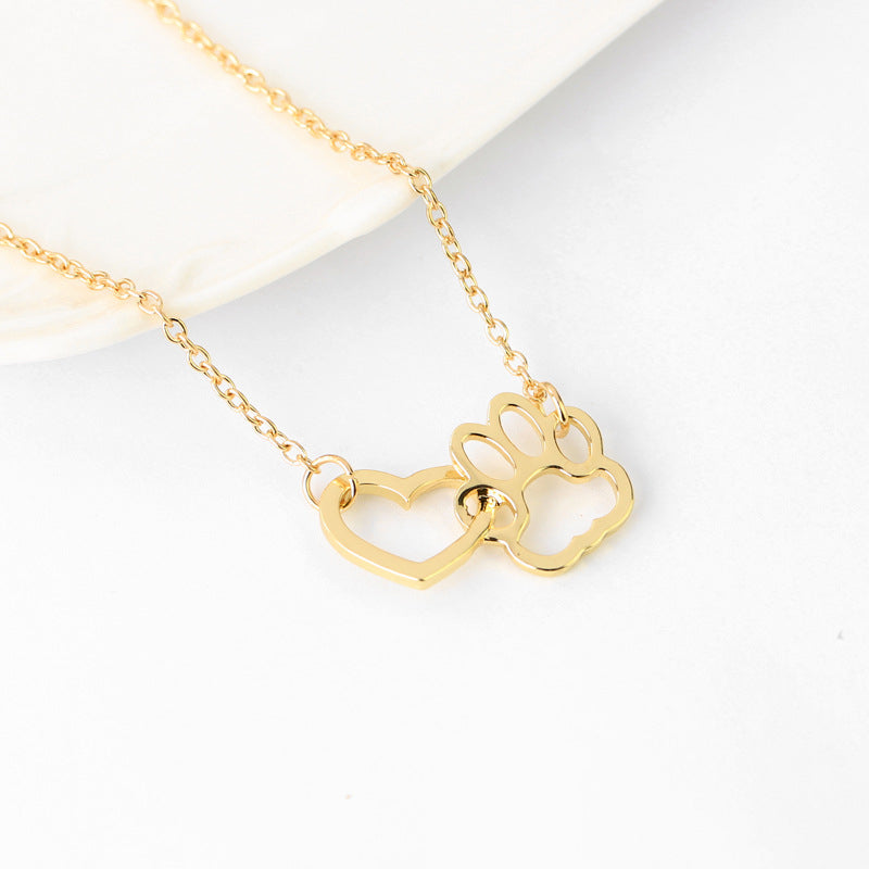 Animal Paws Peach Heart Pendant