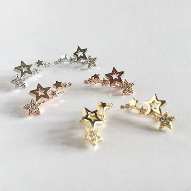 Exquisite Five-Pointed Star Diamond Earrings